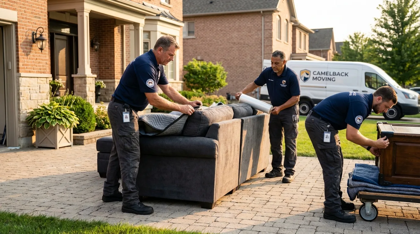 Large estate moving crew wrapping furniture in Prentiss, MS